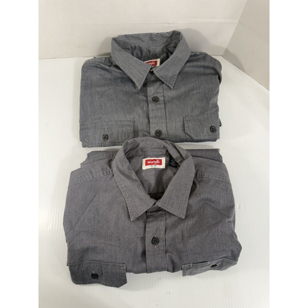 WRANGLER Men's Medium LOT OF 2 Short And Long Sleeve Western Shirts Pockets